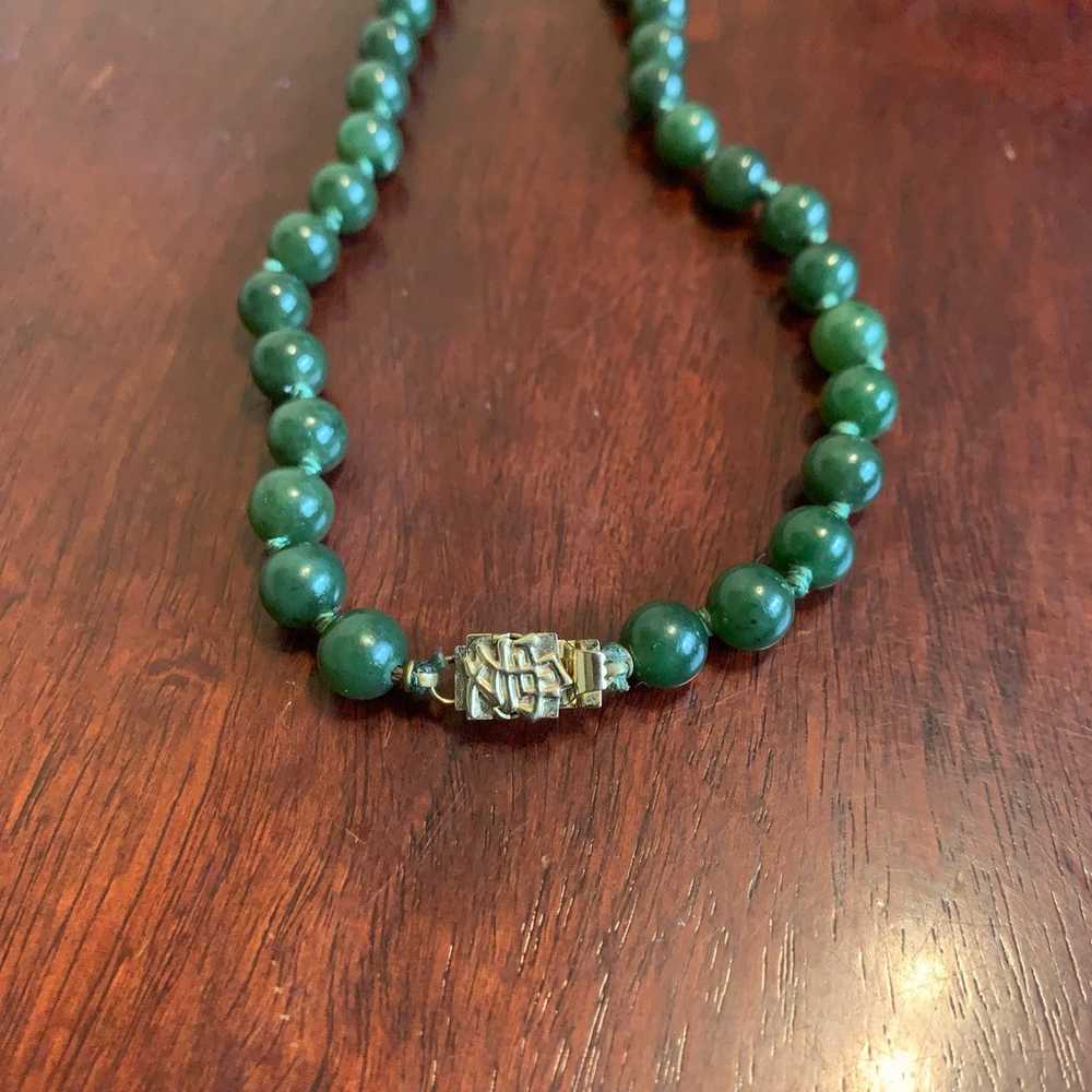 Vintage Jade bead necklace 18” - image 3