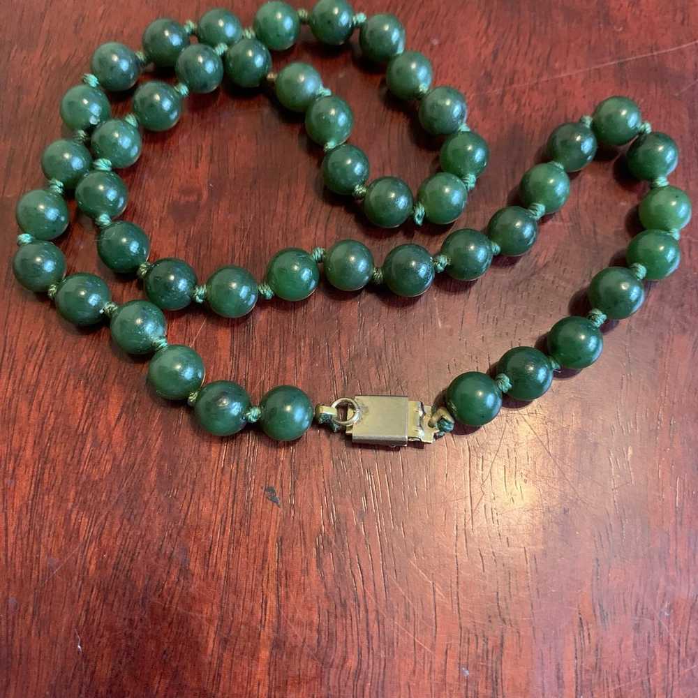 Vintage Jade bead necklace 18” - image 4