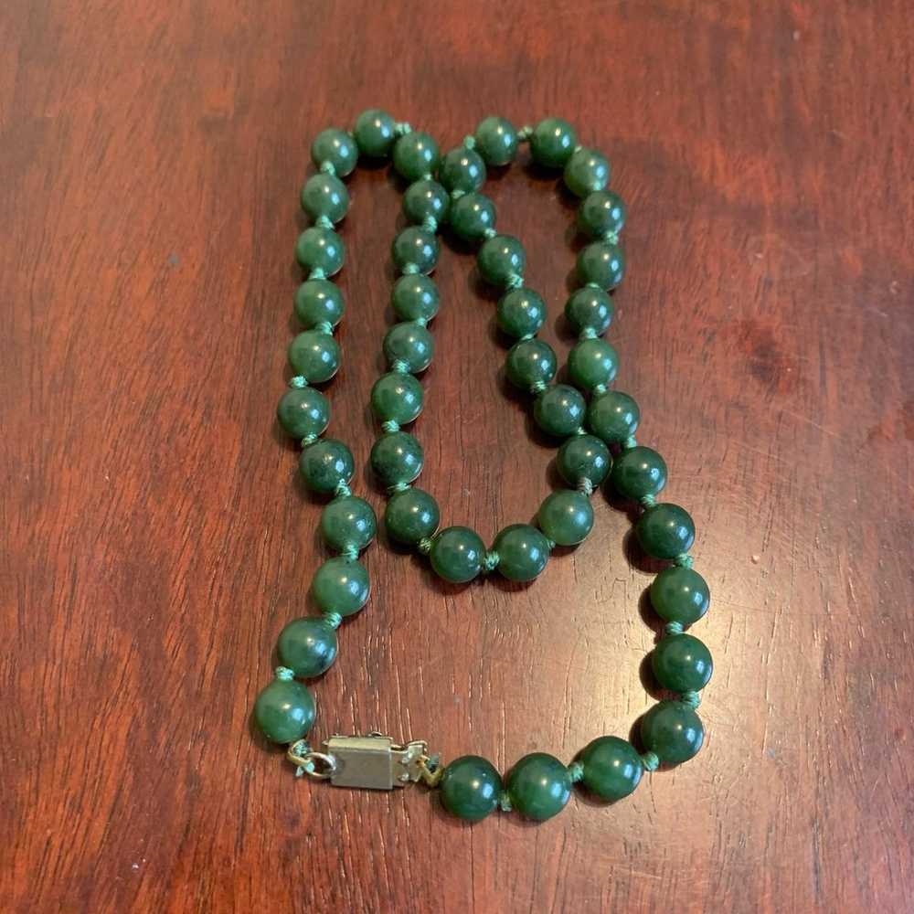 Vintage Jade bead necklace 18” - image 6