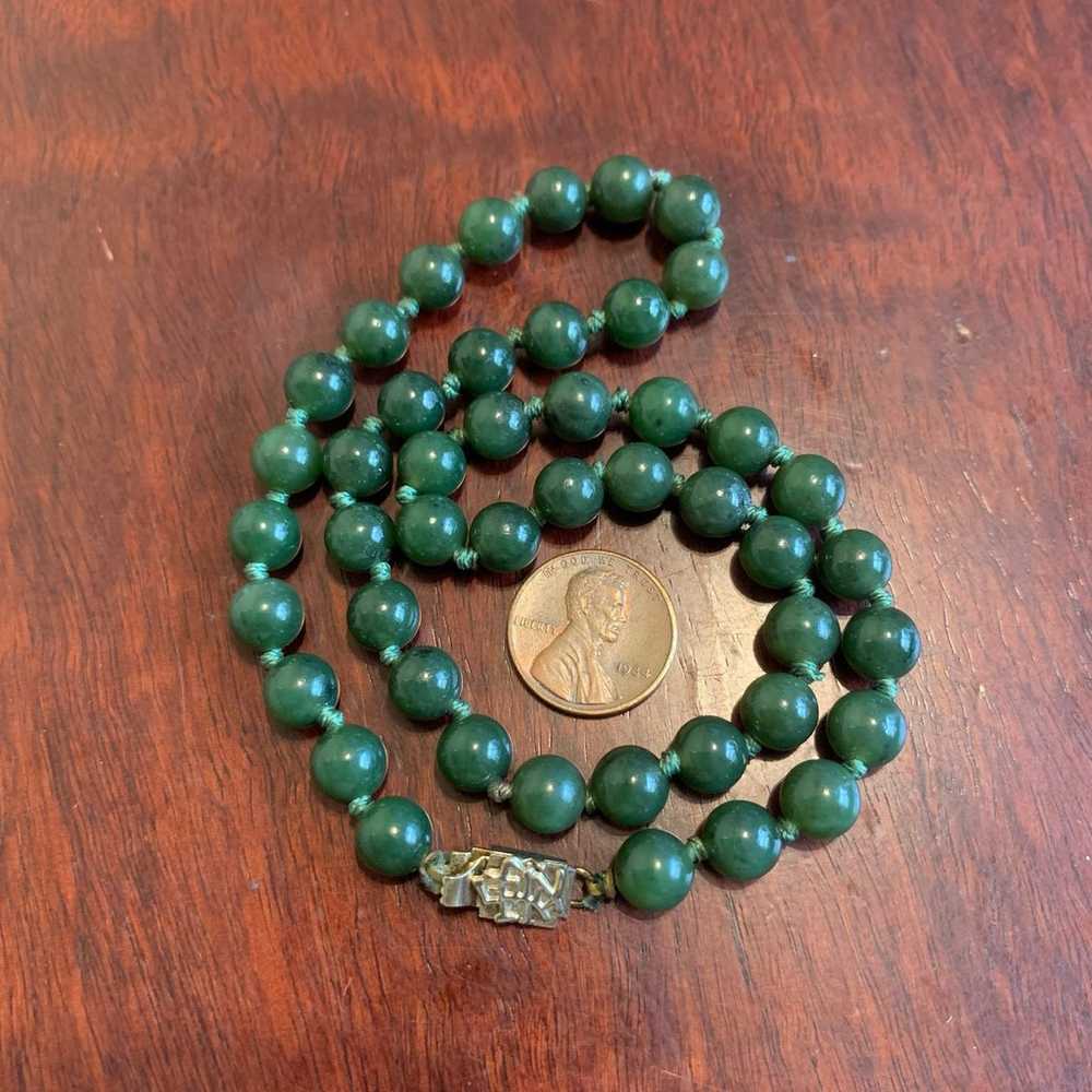 Vintage Jade bead necklace 18” - image 7