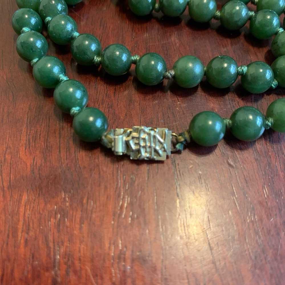 Vintage Jade bead necklace 18” - image 8