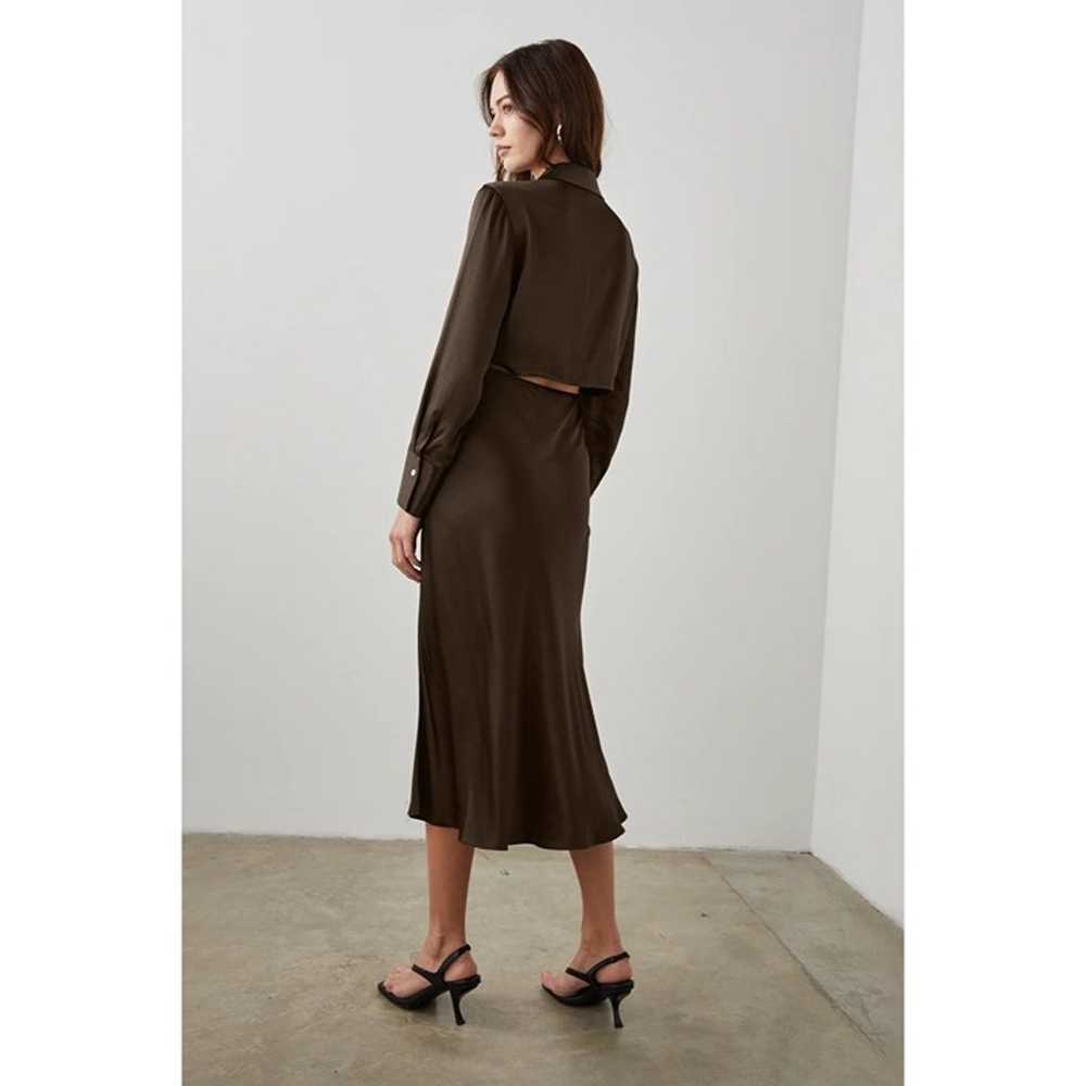 NEW Rails- Kathleen long sleeve dark moss satin D… - image 3