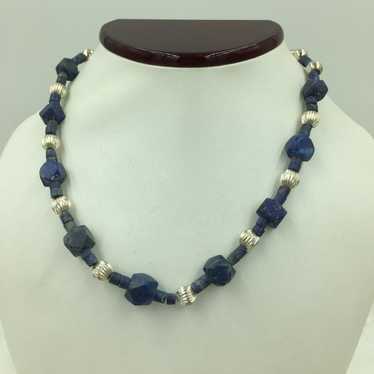 Vintage 925 STER Silver Lapis Necklace