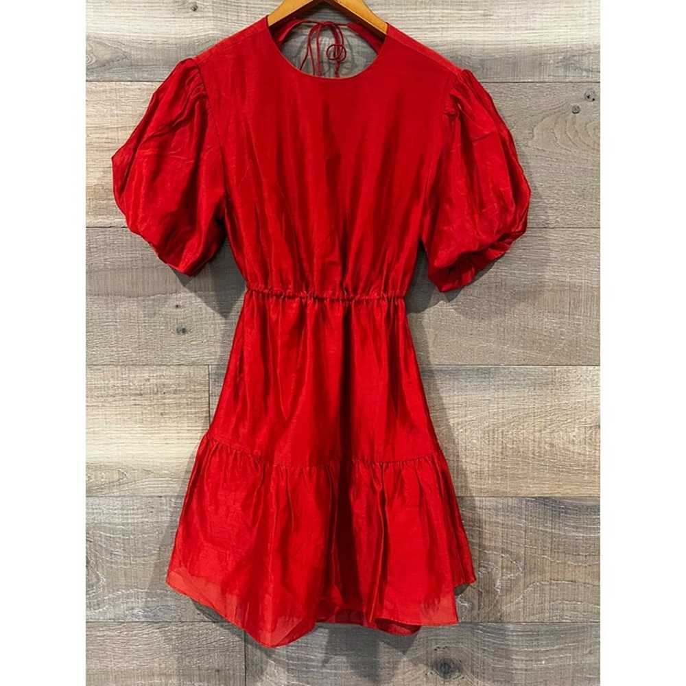 SIR. Lucelia Puff-Sleeve red backless Minidress S… - image 4