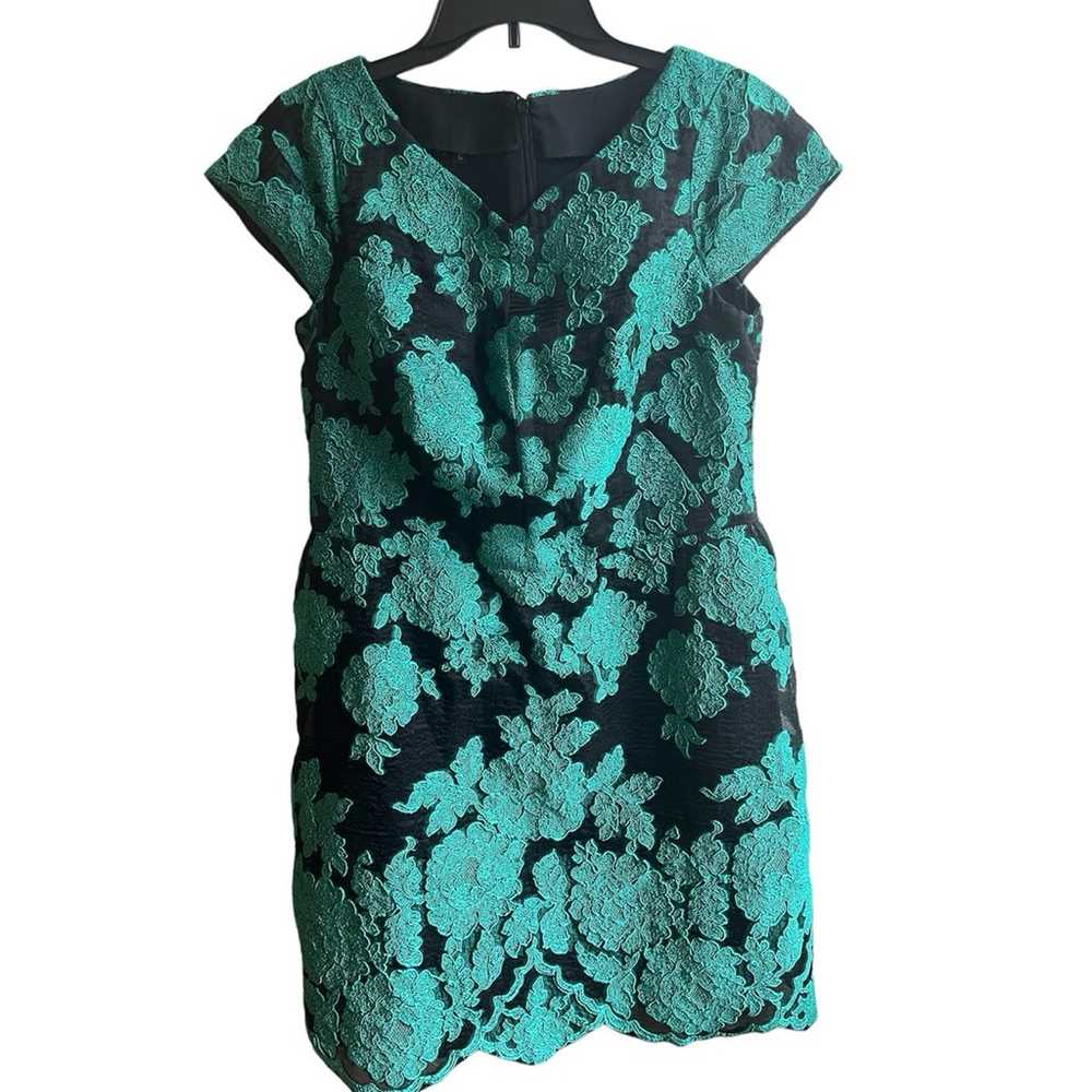 Escada Emerald Green Floral Embroidered Dress - image 2