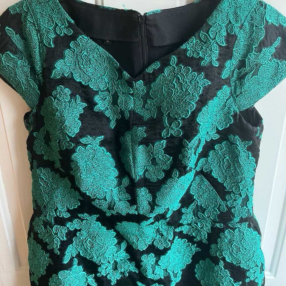 Escada Emerald Green Floral Embroidered Dress - image 6