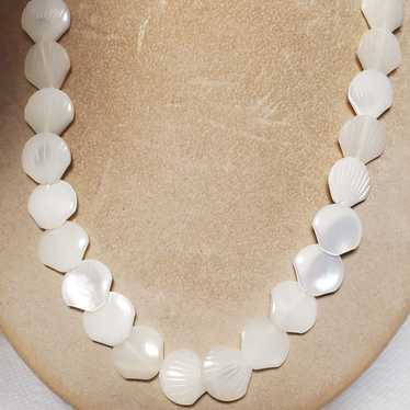 Hand carved mother of pearl shell necklace