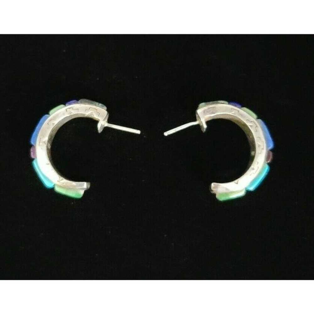 Vintage MULT-STONE STERLING EARRINGS Blue Turquoi… - image 5