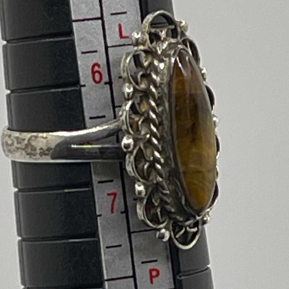 Vintage Sterling Silver 925 Plata Tiger Eye Ring 7 - image 10