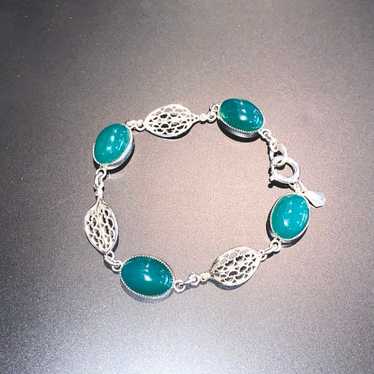 Vintage Amco Sterling Silver Jade Bracelet