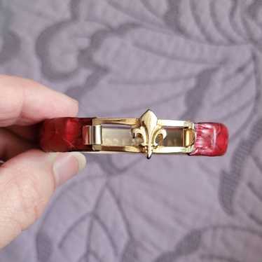 Vintage Picchioni Snakeskin Red 14K Gold Plated Br