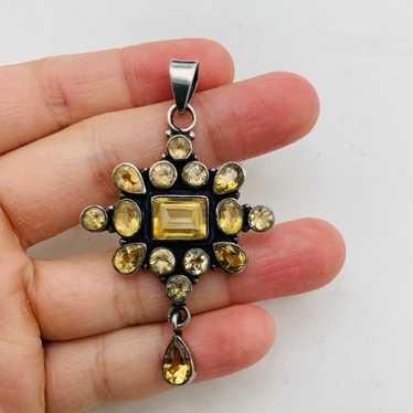 Vintage Sterling Silver Citrine Gemstone Multi Gem