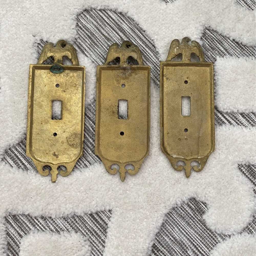 Vintage Brass American Eagle light switch covers - image 5