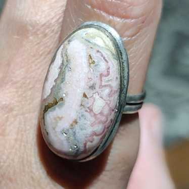 Vintage Sterling Silver Rhodochrosite Ring - image 1