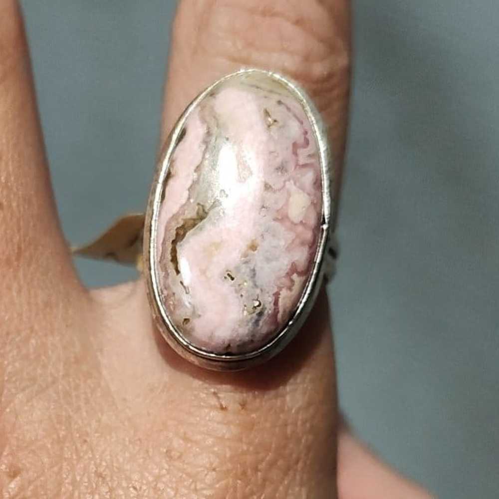 Vintage Sterling Silver Rhodochrosite Ring - image 2