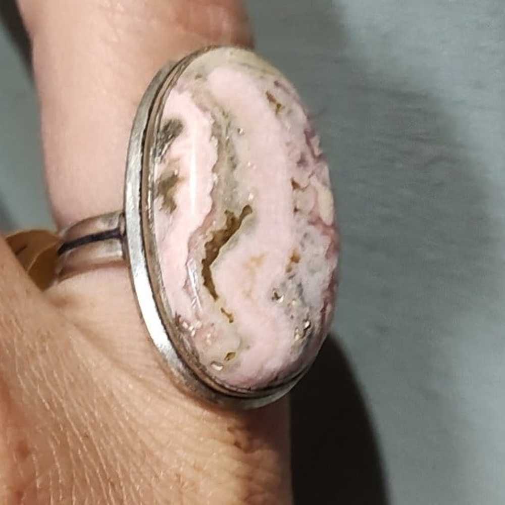 Vintage Sterling Silver Rhodochrosite Ring - image 3