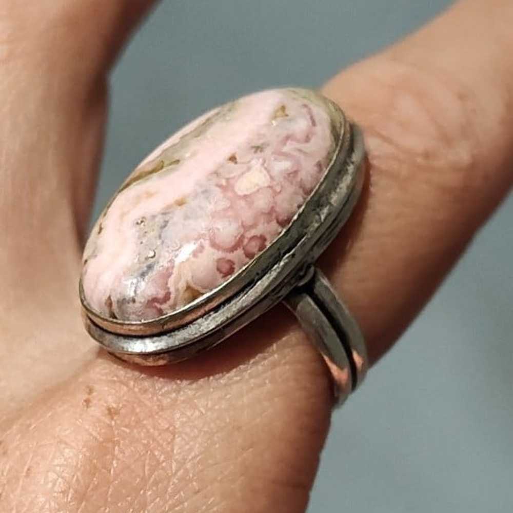 Vintage Sterling Silver Rhodochrosite Ring - image 4