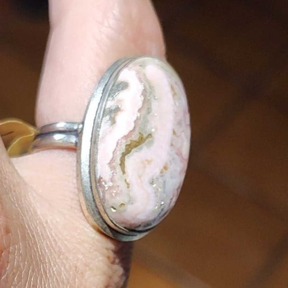 Vintage Sterling Silver Rhodochrosite Ring - image 5