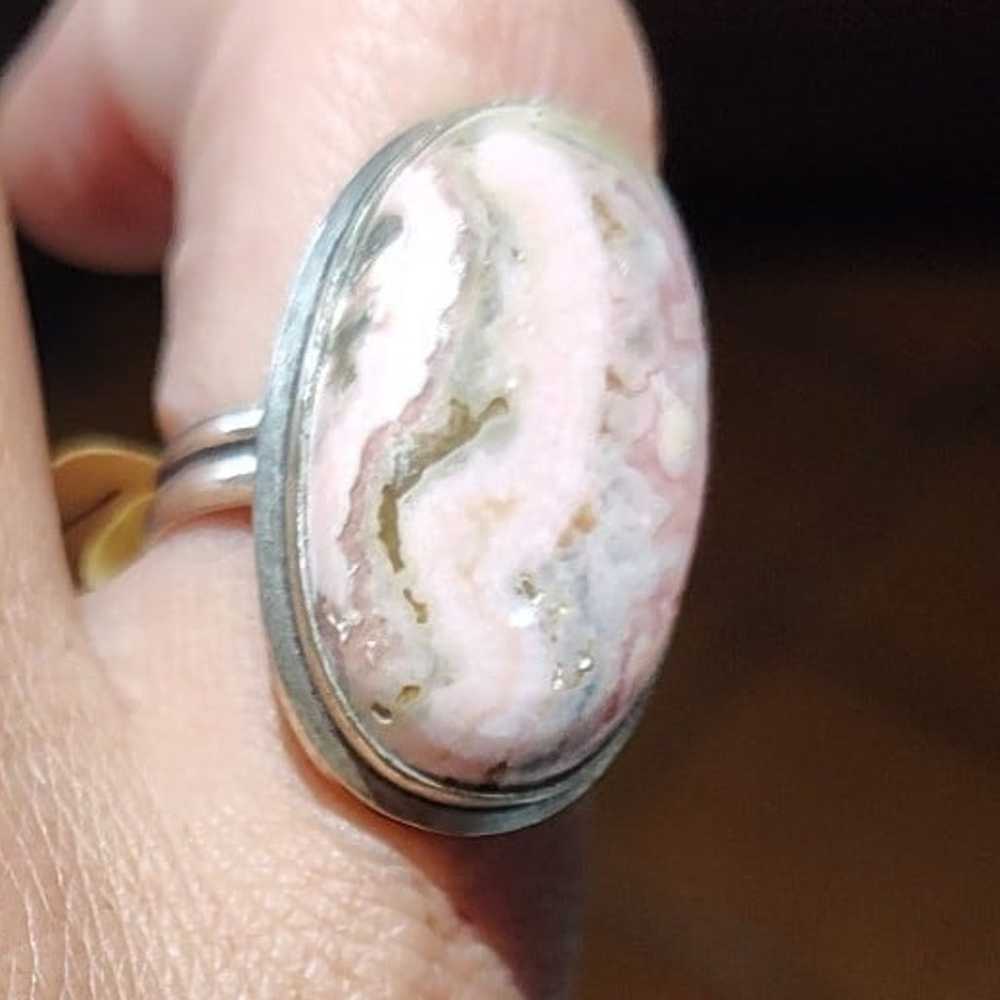 Vintage Sterling Silver Rhodochrosite Ring - image 6