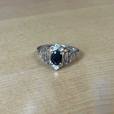 Vintage Sapphire CZ Sterling Silver Ring