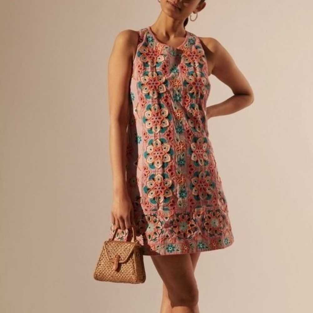 New Anthropologie Embroidered Appliqued shift dre… - image 1