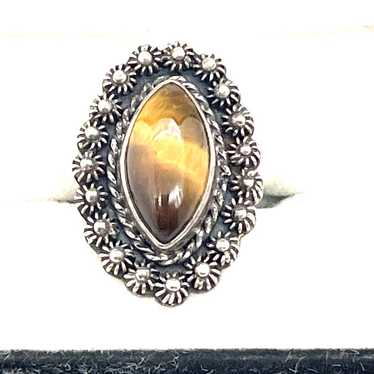 Sterling Bali Style Tiger’s Eye Ring Sz  6.75 - image 1