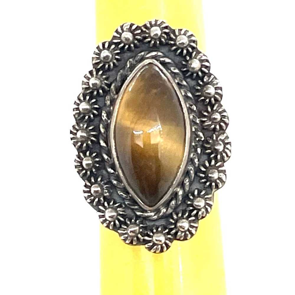 Sterling Bali Style Tiger’s Eye Ring Sz  6.75 - image 2