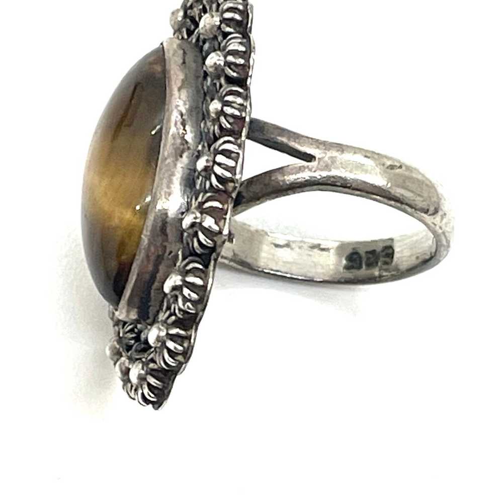 Sterling Bali Style Tiger’s Eye Ring Sz  6.75 - image 3