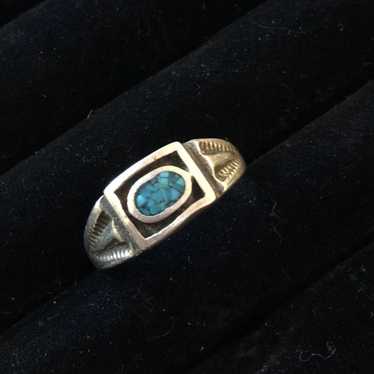 Vintage Native American Turq Inlay Ring - image 1