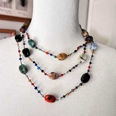 VIntage Venetian Glass Murano Bead Necklace 54” Lo