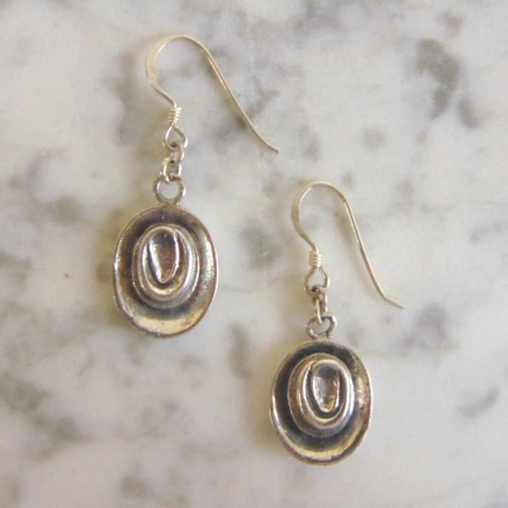 Sterling Silver Hat Earrings E4078 - image 3