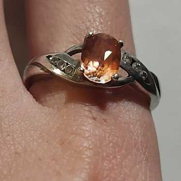 Vintage Peachy Pink Imperial Topaz
and Cz Ring