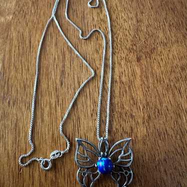 Vintage Sterling Silver Butterfly Necklace