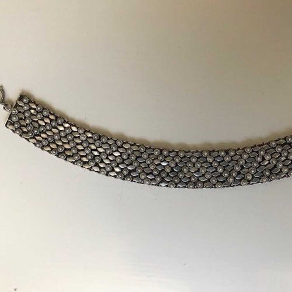 Vintage Silver Plated Thick Bracelet - image 2