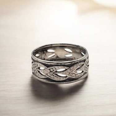 Vintage Sterling Silver Twisted Floral Pattern Ri… - image 1