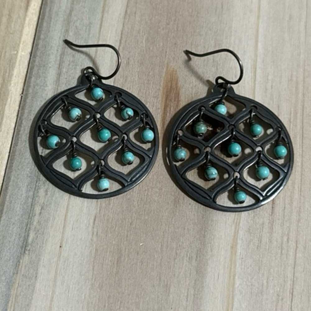 SILPADA STERLING TURQUOISE EAR WIRE EARRINGS - image 1