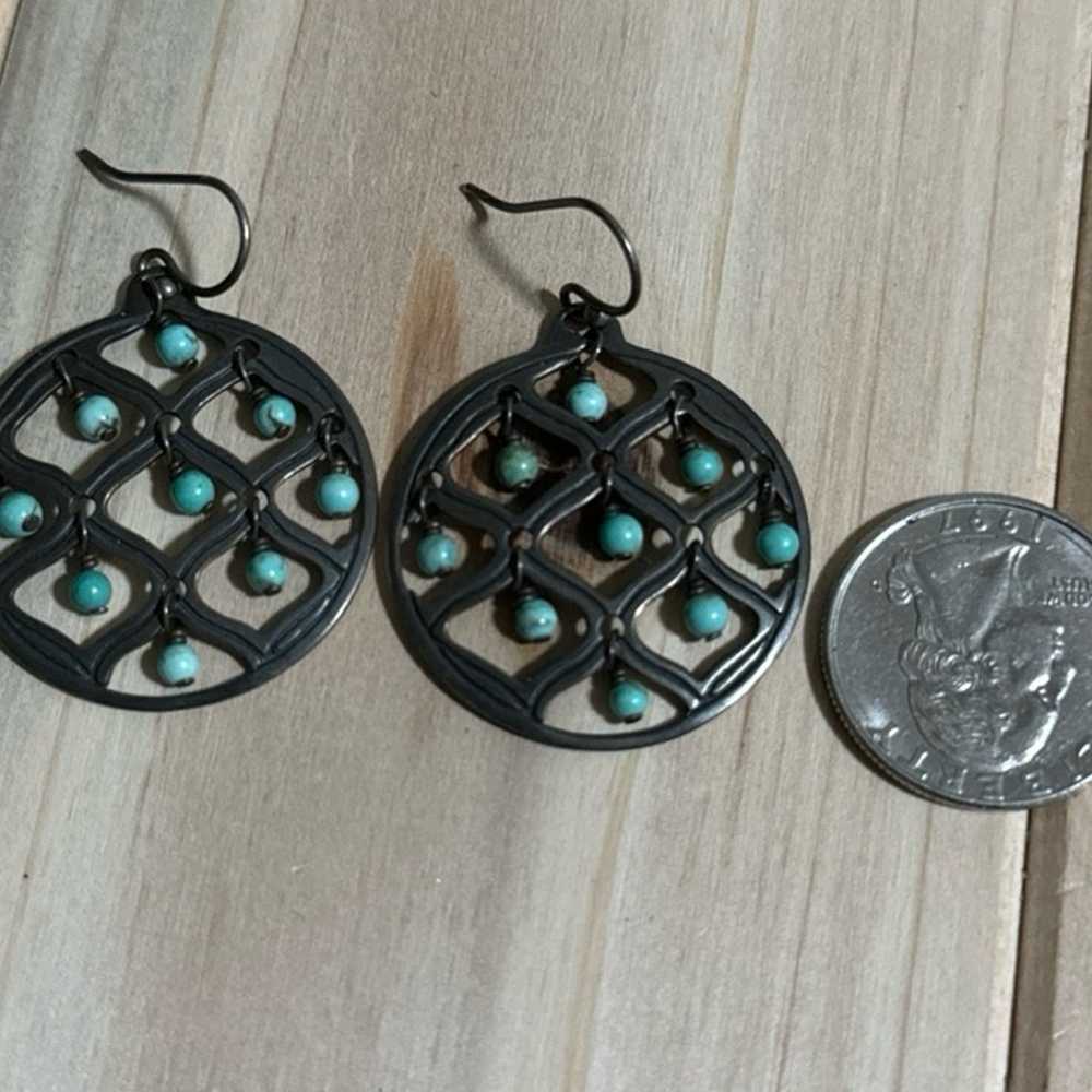 SILPADA STERLING TURQUOISE EAR WIRE EARRINGS - image 2