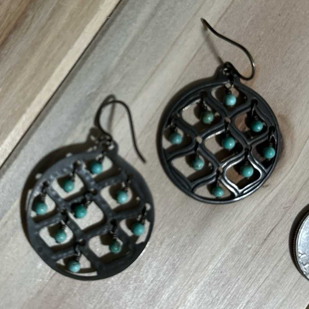 SILPADA STERLING TURQUOISE EAR WIRE EARRINGS - image 3