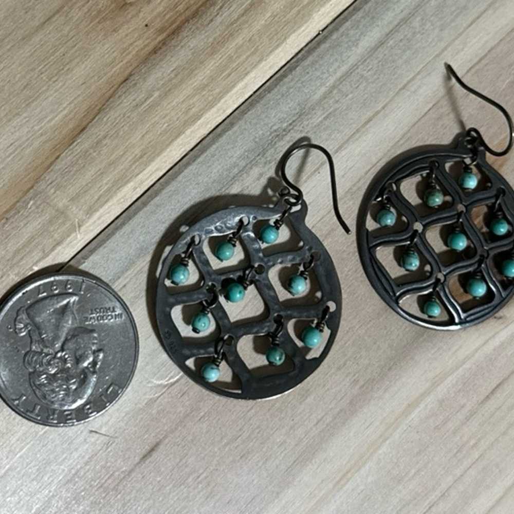 SILPADA STERLING TURQUOISE EAR WIRE EARRINGS - image 4