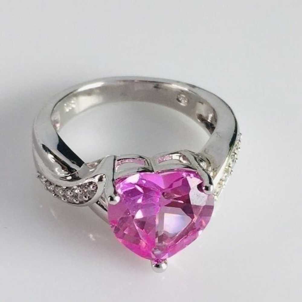 HN Heng Ngai Ring Breast Cancer Ribbon Pink Heart… - image 3