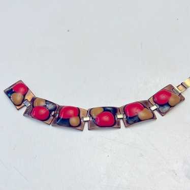 Kay Denning MCM Enamel on Copper Bracelet Vintage 