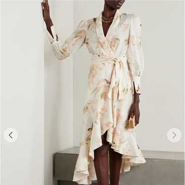 New zimmermann bird print wrap dress