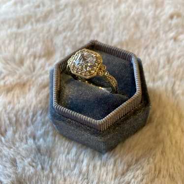 Sterling Silver Gold Antique Style Engagement Ring