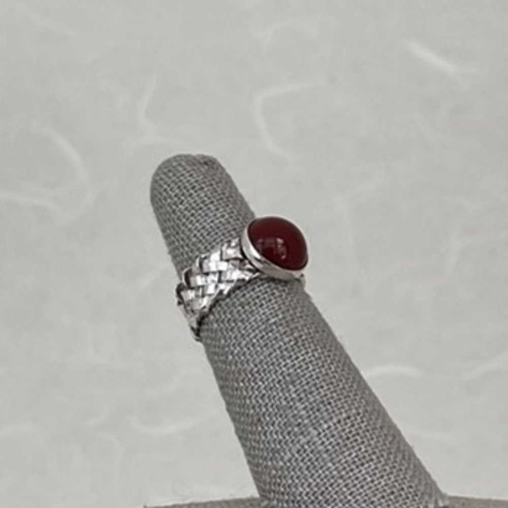 Vintage Sterling Silver Round Carnelian Woven Ete… - image 3