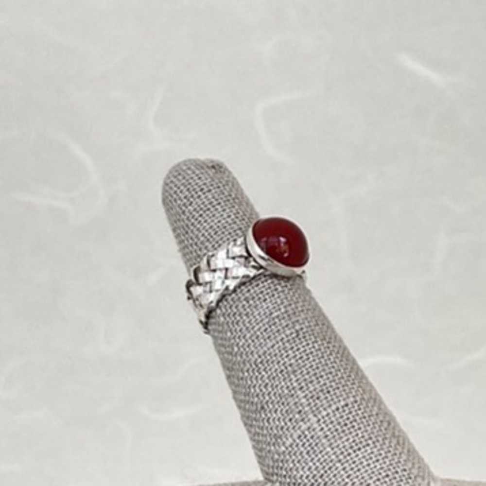 Vintage Sterling Silver Round Carnelian Woven Ete… - image 4