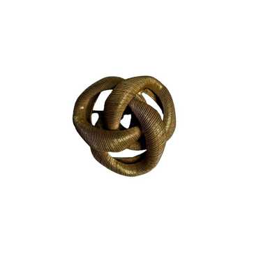 Vintage Miriam Haskell triple loop brooch gold to… - image 1