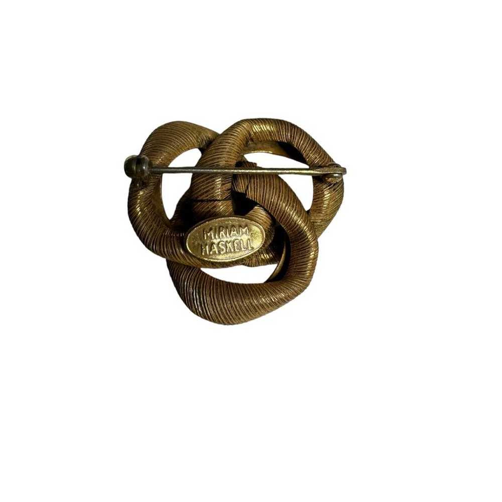 Vintage Miriam Haskell triple loop brooch gold to… - image 2