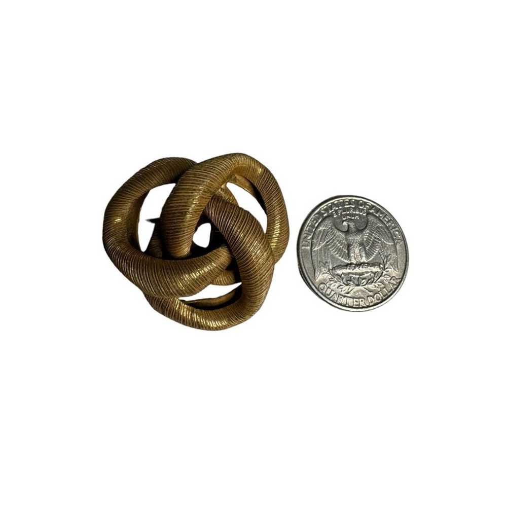 Vintage Miriam Haskell triple loop brooch gold to… - image 3