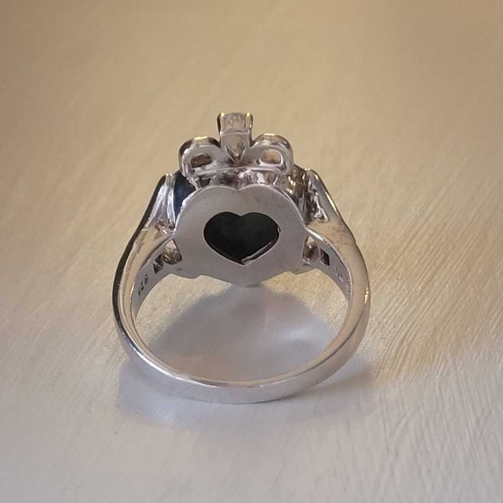 Claddagh White Topaz Marble Celtic Ring sz 10 - image 7