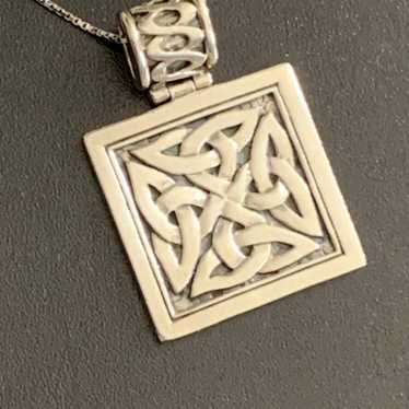 Sterling Silver Celtic Style Geometric Pendant Nec